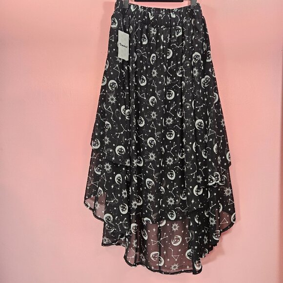 NWT Hot Topic Sanrio Chococat Celestial Hi-Low Midi Skirt Black Cat POCKETS Plus - Picture 2 of 8